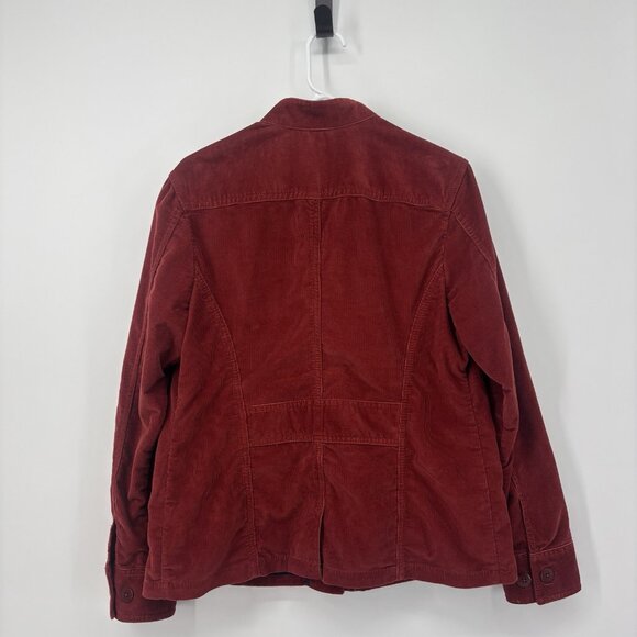 LL Bean Womens Corduroy Red Orange Jacket Button Front Size Medium Western Fall - Picture 2 of 12